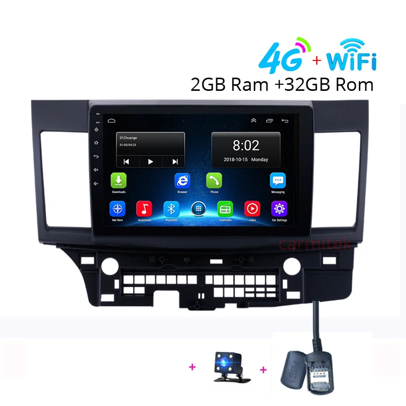 2GB Rear Cam 10," Android 9,0 автомобильный Радио мультимедийный плеер для Mitsubishi Lancer 2007-2012 экран wifi Bluetooth gps навигация головное устройство - Цвет: 2GB Rear Cam