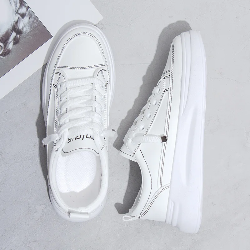 Кроссовки женские на мягкой подошве повседневные туфли платформе дышащие белые