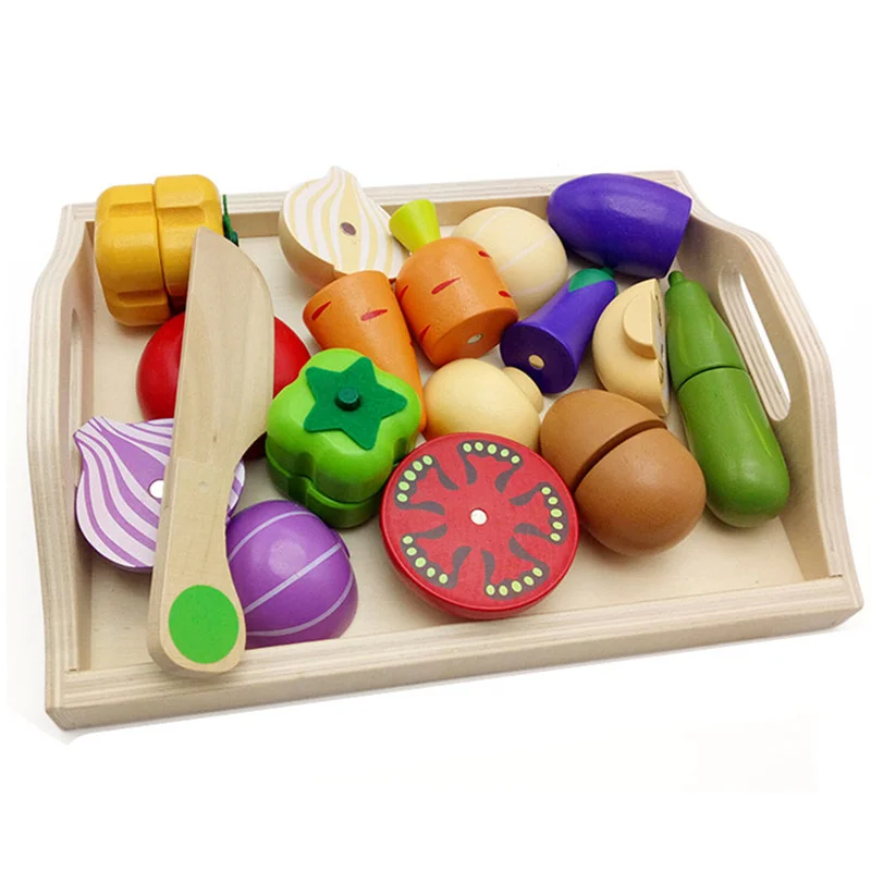 Cutting Wooden Pretend Toys Montessori Fruits and Vegetables Classic Game Simulation Kitchen Series Early Educational | Игрушки и хобби