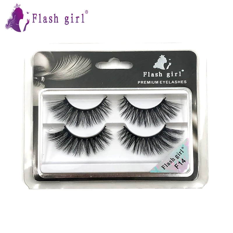

Flash girl F series F14 Faux Mink Eyelashes 2 pair long and natural false Eyelashes