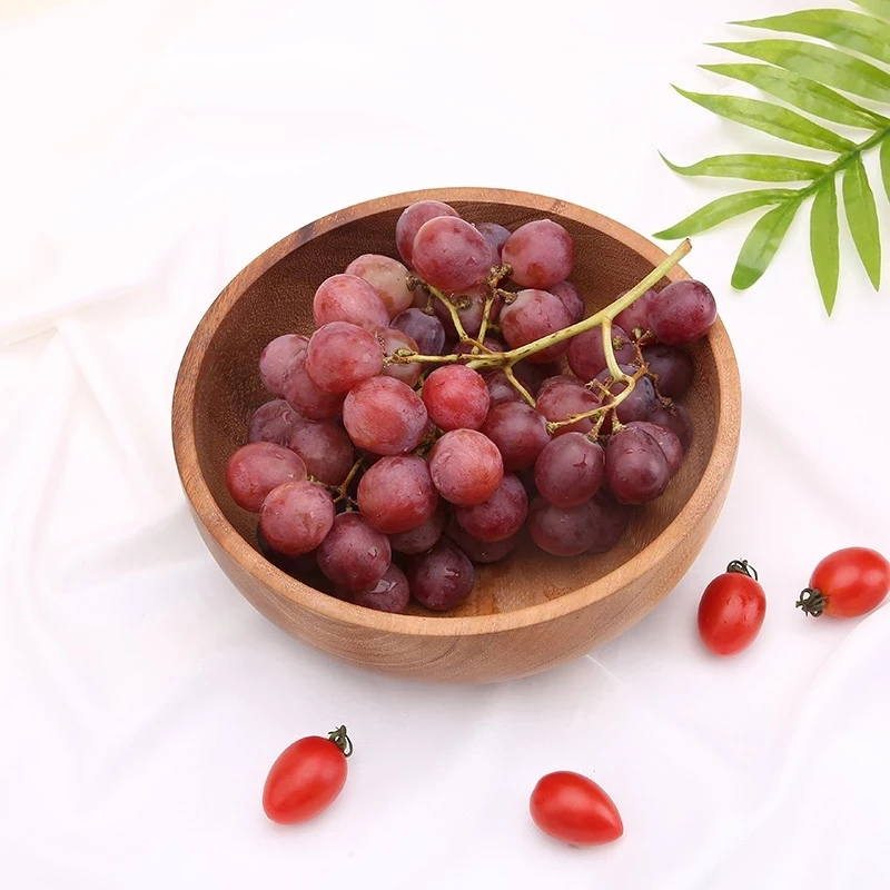 

Wooden Salad Bowls Pan Candy Fruit Dishes Plate Storage Saucer Dessert Dinner Bread Wood Rice Bowl 22x7.5CM