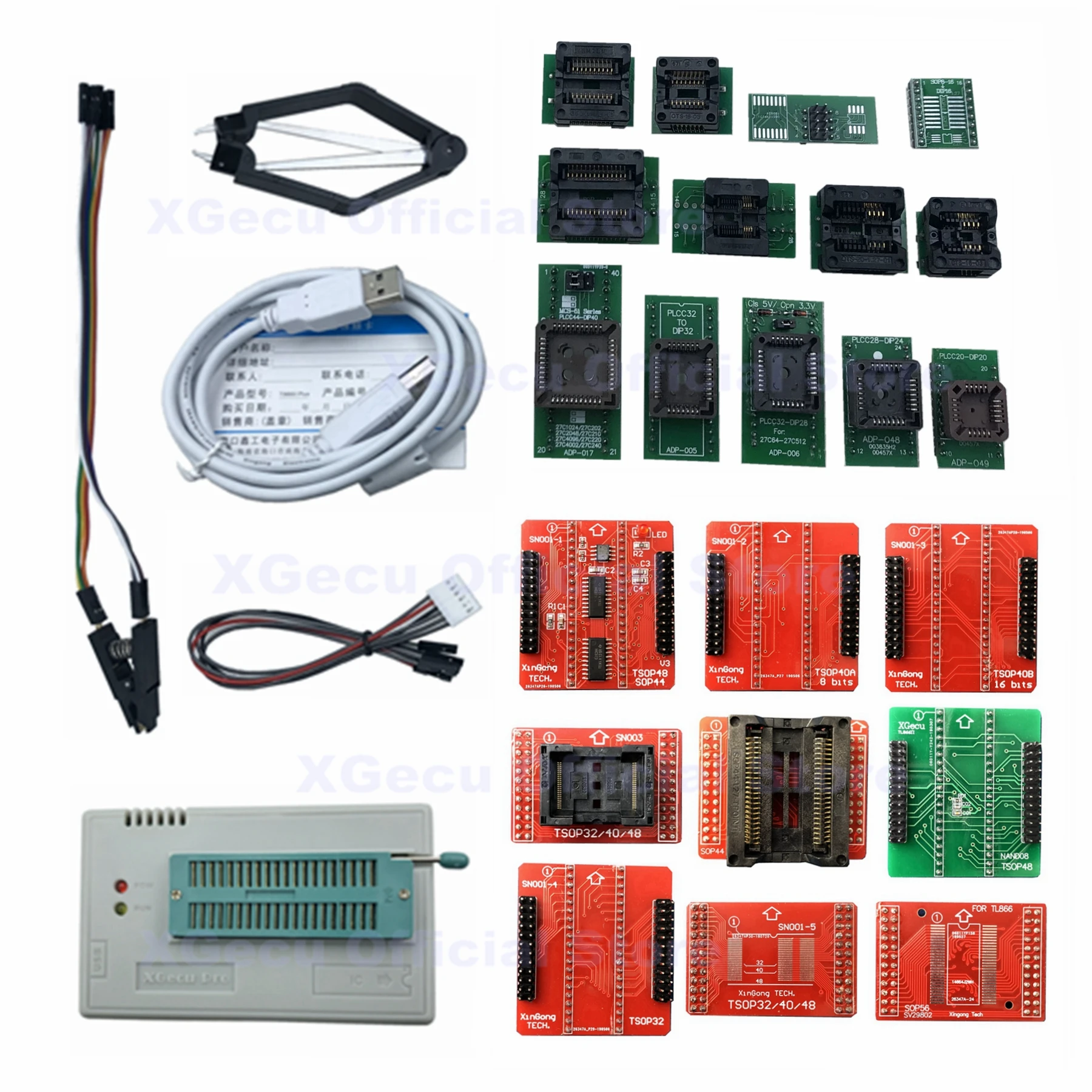V10.27 XGECU 100% подлинный программатор TL866II PLUS ICSP FLASH EEPROM MCU и + 22 адаптера зажим для
