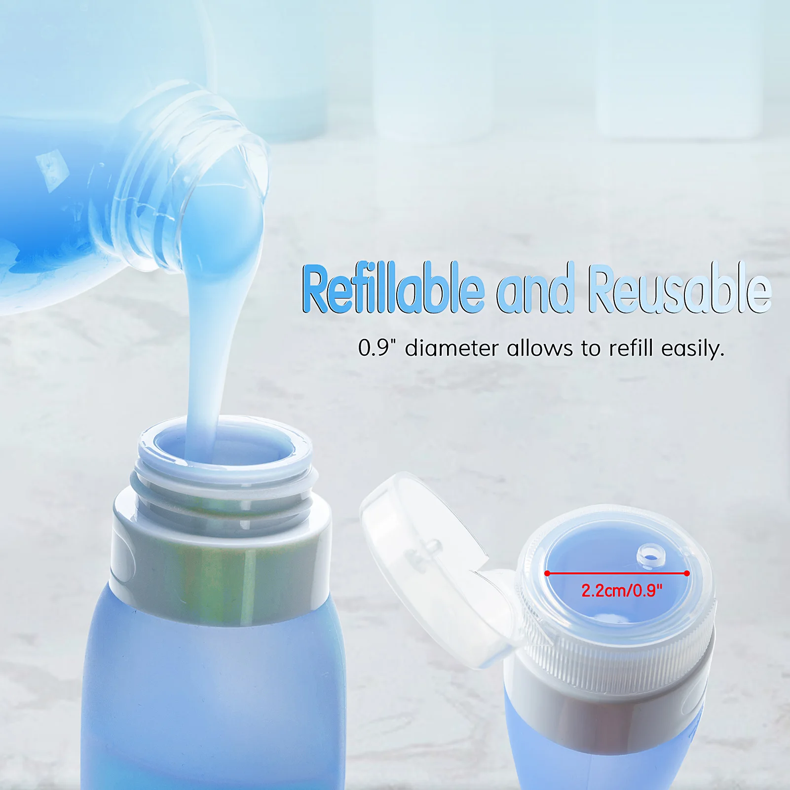

3Pcs 40/60/90ml Portable Silicone Refillable Bottle Empty Travel Bottle Shampoo Hand Sanitizer Cosmetic Squeeze Containers