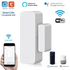 Сигнализация Tuya Smart Wifi датчик для двери для защиты дома, окон и дверей, детектор открытиязакрытия, поддержка Alexa, очки, приложение умный дом