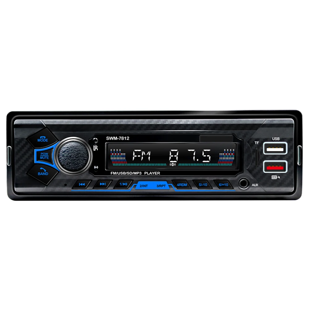 

SWM-7812 Car Stereo MP3 Player AUX-in FM Radio Receiver Single 1 DIN In Dash Head Unit Support Voice Control