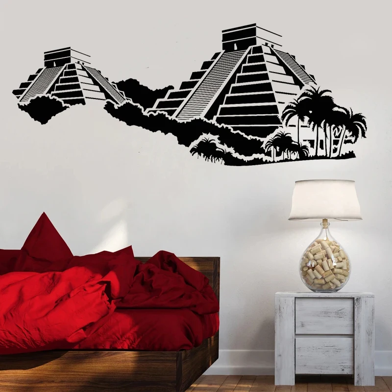 

Mayan Pyramids Wall Sticker Ancient Royalty Decal Palm Trees Stickers Bedroom Living Room Wall Decoration Removable Home Decor