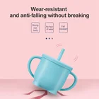 Силиконовые детские стаканы для воды, 5 цветов, без БФА, силиконовые, кружки с соломинкой, герметичные, противокапельные, силиконовые стаканы для питьевой воды, защита от падения