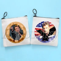 johnny hallyday cute solid color canvas coin purse small fresh new zipper key bag hand gift bag