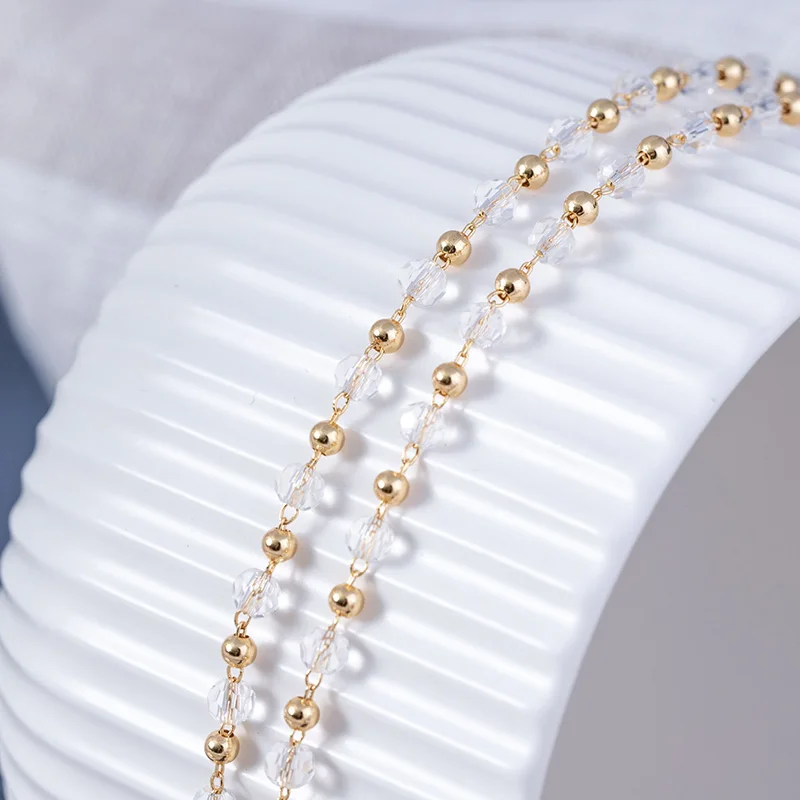 Золотая цепочка с бусинами и кисточками 3 4 мм 1 метр|Ювелирная фурнитура