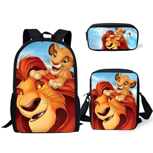 CDWX2813CEK HaoYun Детский Школьный Рюкзак Kawaii The Lion King школьные сумки с рисунком героев мультфильмов, маленькие животные, комплект из 3 предметов, школьные сумки - Цвет: CDWX2813CEK