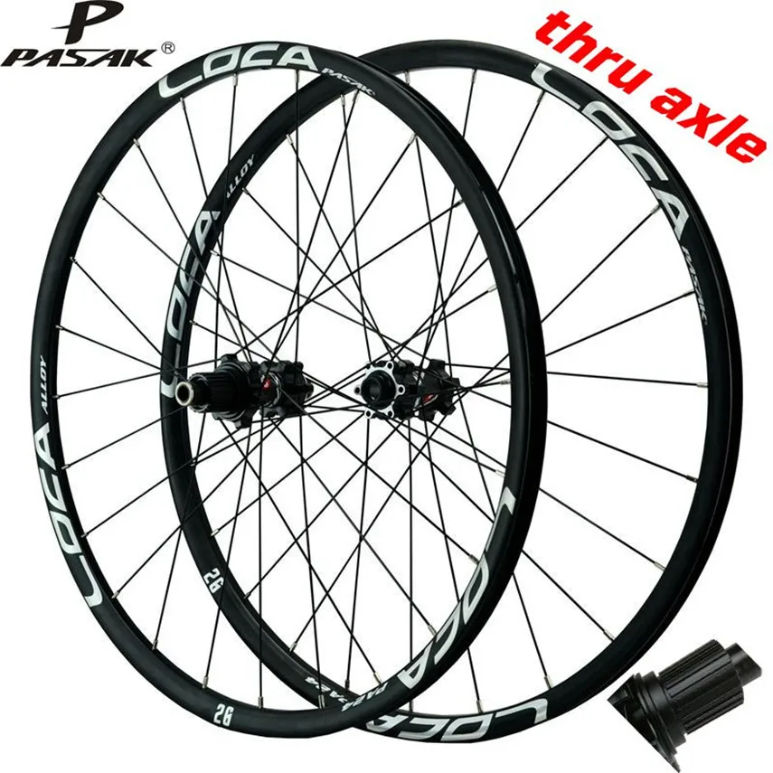 Kaufen PASAK MTB Mountainbike Straße Fahrrad Thru-achse Rad Set 26/27.5/29 Zoll/700C Gerade Pull Disc Bremse Rad Kleine Spline Hub