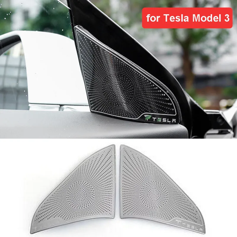

Car Styling For Tesla Model 3 2021 Front Triangle A Pillar Loudspeaker Cover Trim Modified Garnish Accessories Stainless Steel