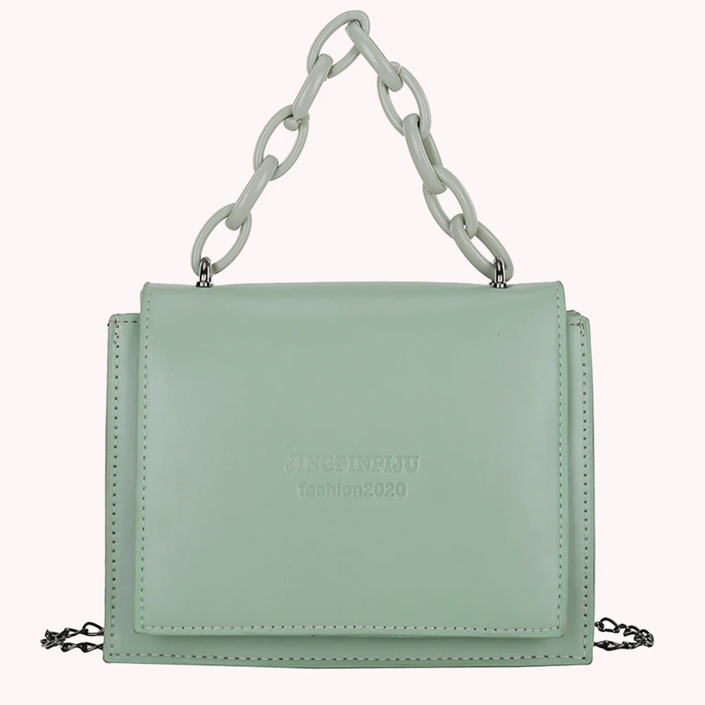 

Chain Square Shoulder Bag Women Solid Color PU Leather Small Flap Ladies Messenger Bag Crossbody Checked Casual Pouch