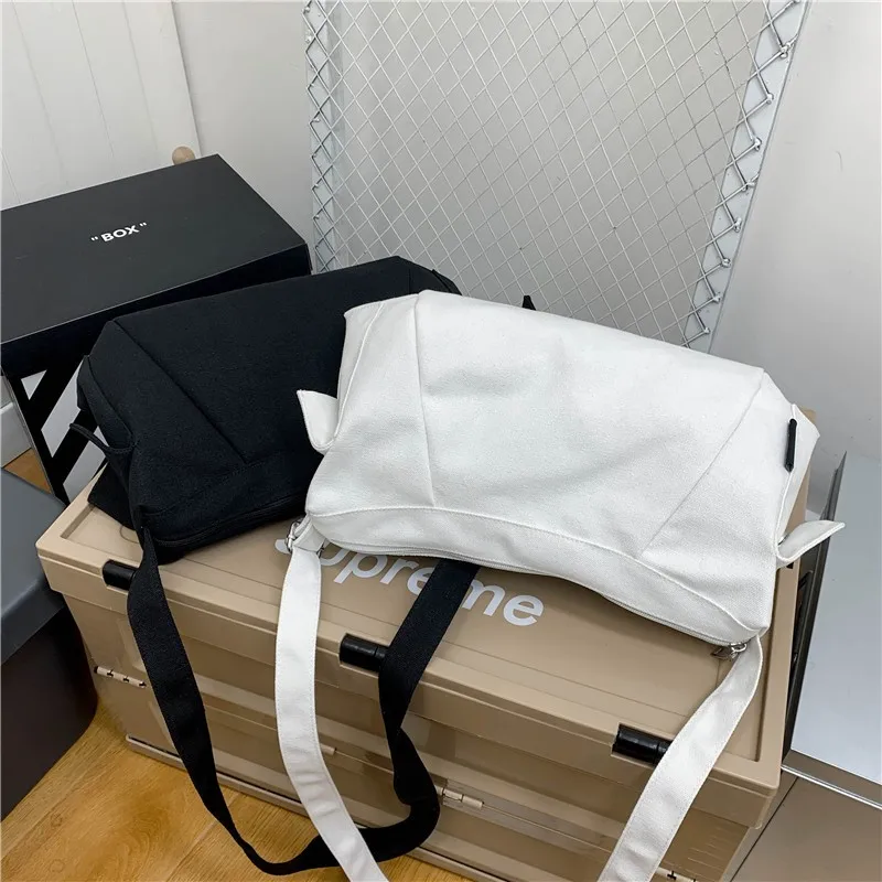 

Pure Color Simple Messenger Bag Large Capacity Waterproof Shoulder Bags Handbags Japanese Fashion Canvas Women's Bag