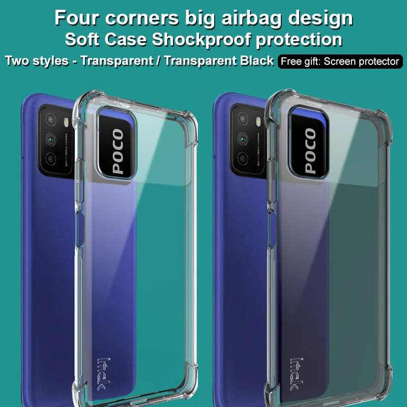 

for Xiaomi POCO M3 Case IMAK Shockproof Conners Airbags Soft TPU Back Cover Case for Xiaomi PocoPhone M3