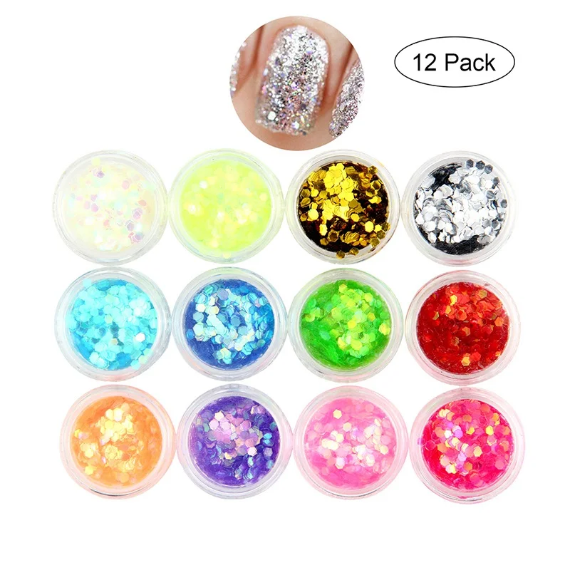 12 шт./компл. блеск для глаз ногти тела волос гель лица искусство вспышка свободные