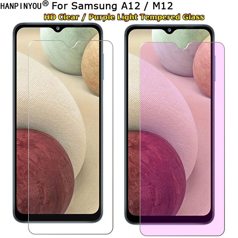 

For Samsung Galaxy A12 / M12 Clear / Anti blue Purple Light Ray Eye Care Tempered Glass 9H 2.5D Premium Screen Protector Film