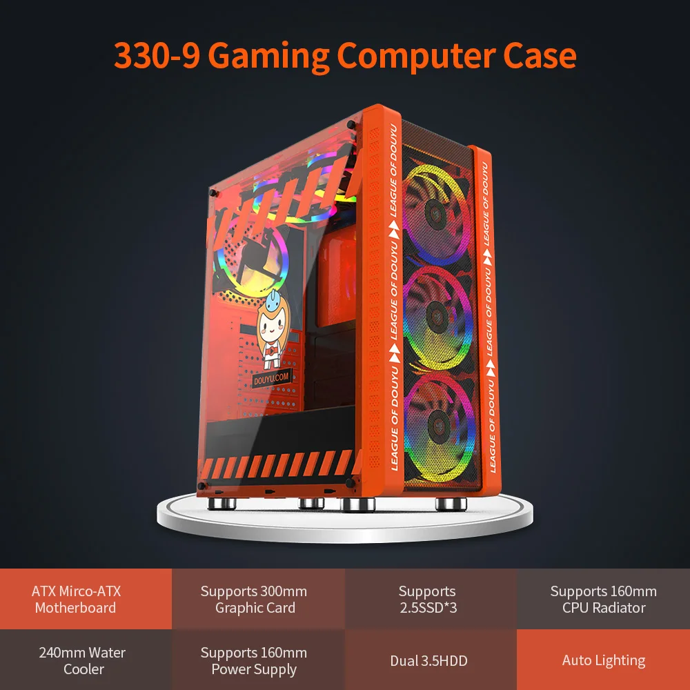 Чехол для игрового компьютера 330 9 с поддержкой материнской платы ATX MICROE Водяной