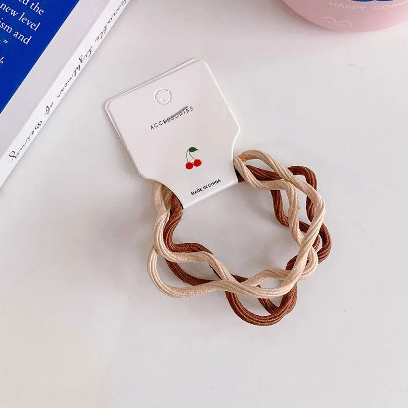 

4Pcs/Set Wave Hair Scrunchies Hair Ties Rings Rubber Bands for Hair Girl Solid Color Ponytail Elastic Band Hair Accessories