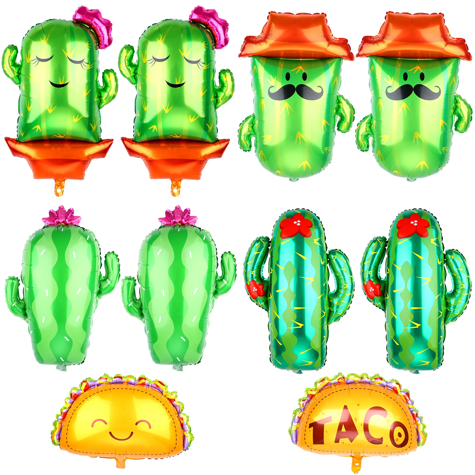 

Cactus Foil Balloons Jumbo Balloons Cactus Taco Llama Foil Balloons Kit