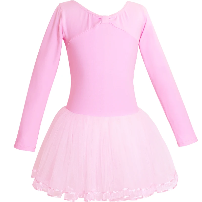 New Arrivals Children Ballet Tutu Gymnastics Dance Dress Girls Long Sleeve Pink Dance Dress for Ballet