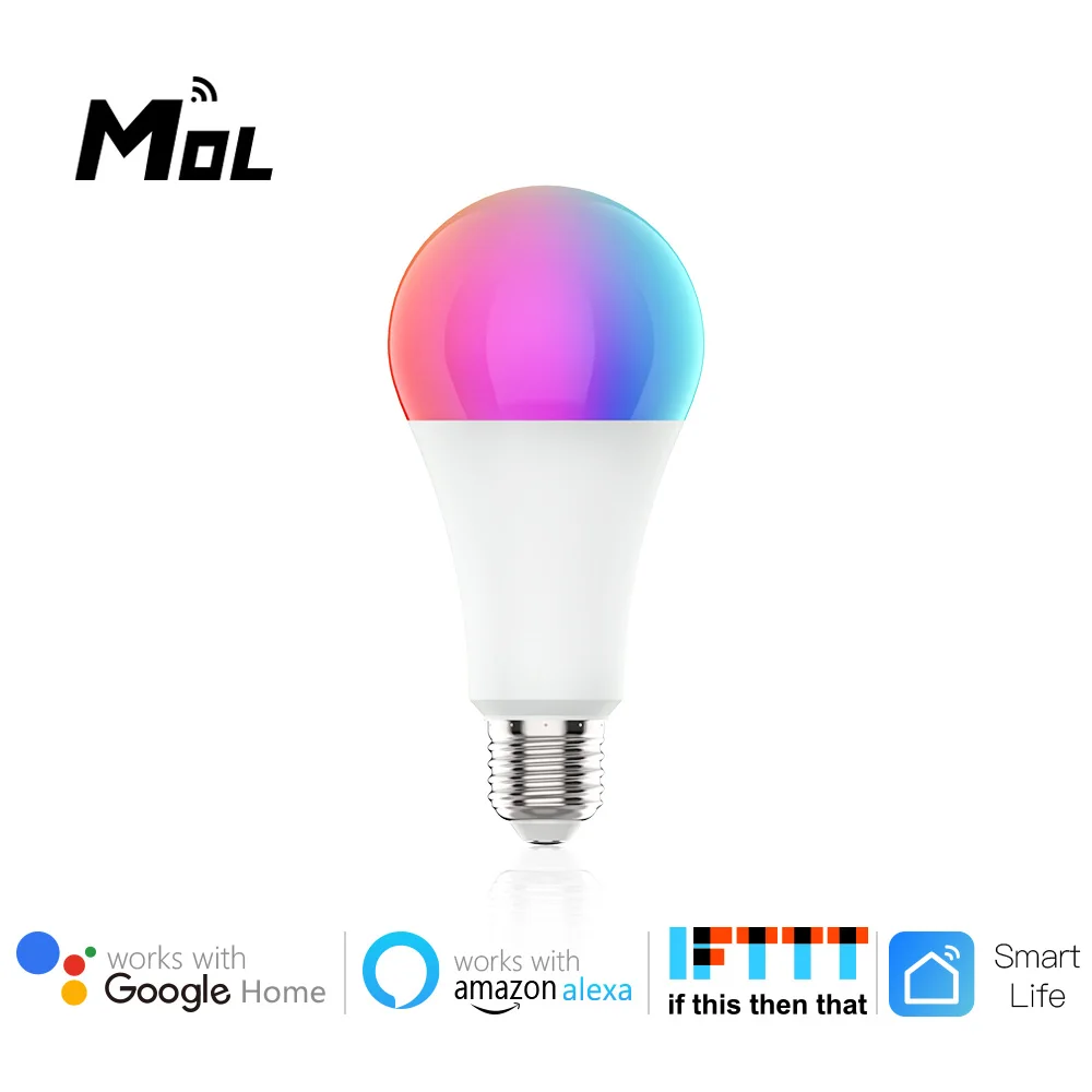 

Tuya Smart Light Lamp Wifi Bulb 12W Color Changing RGB LED Bulb E27 100-220V APP Remote Compatible Alexa Google Home