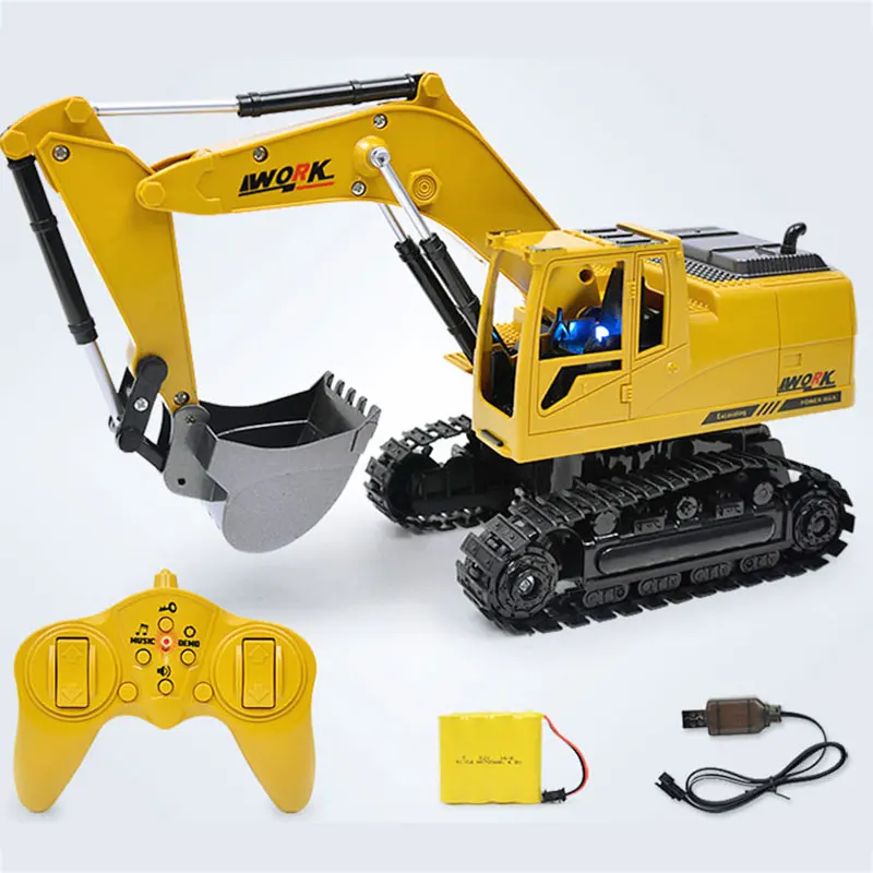 

8CH Simulation RC Excavator Toys With Music And Light Children Boys Car Gifts Engineering Tractor For Kids