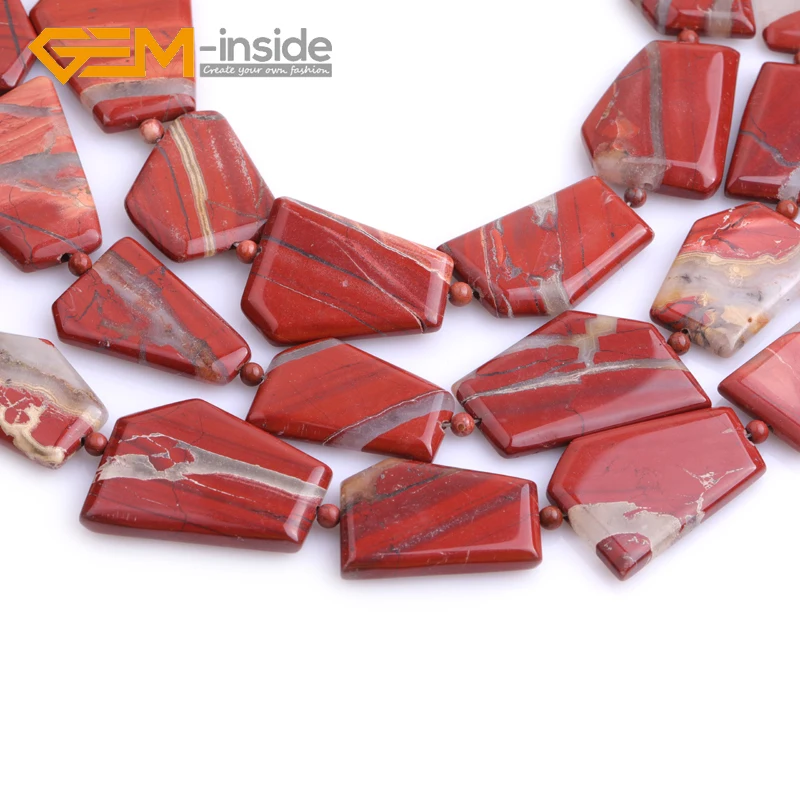 Gem-inside 25x30 мм,, красные бусины Jaspe r, бусины из натурального камня, свободные бусины для изготовления ювелирных изделий, нить 15 дюймов, Сделай сам
