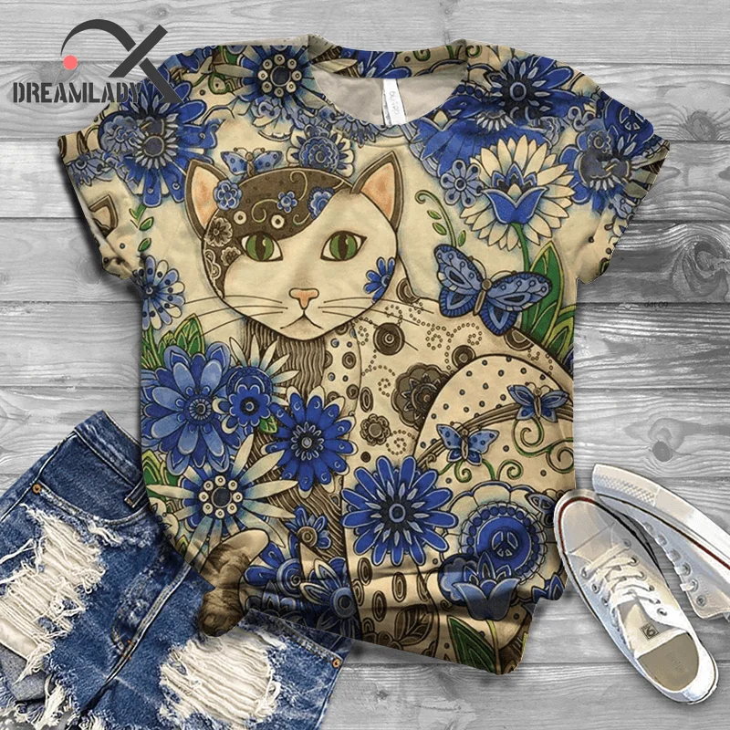 

Женская хлопковая футболка с коротким рукавом, с мультяшным принтом