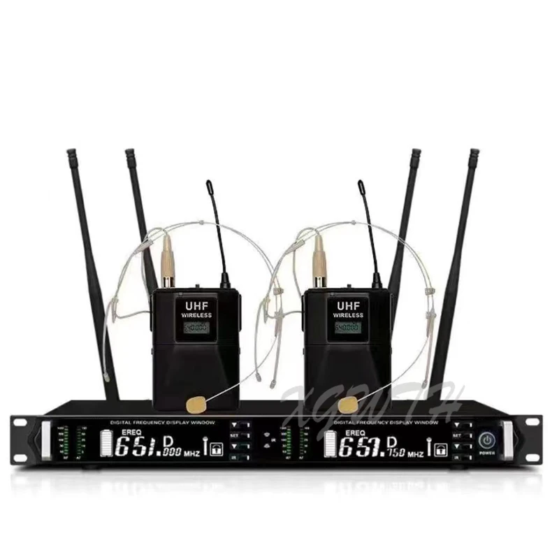 저렴한 XGWTH UR4D Beta87 듀얼 채널 디지털 무선 마이크 수신기 시스템 UHF 트루 다이버시티 핸드 헬드 헤드셋 마이크