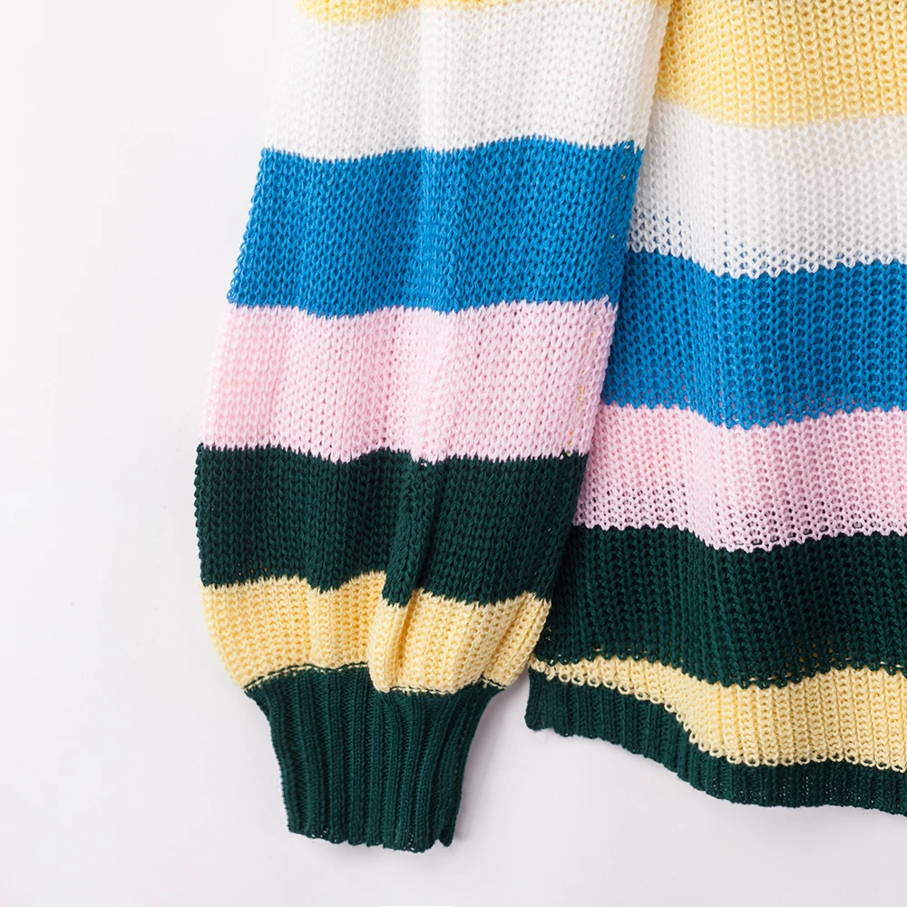 

Knitted Sweater Women 2020 New Arrival Colorful Striped Casual Female Top Pullovers Loose Fashion Autumn Winter Warm Clothes