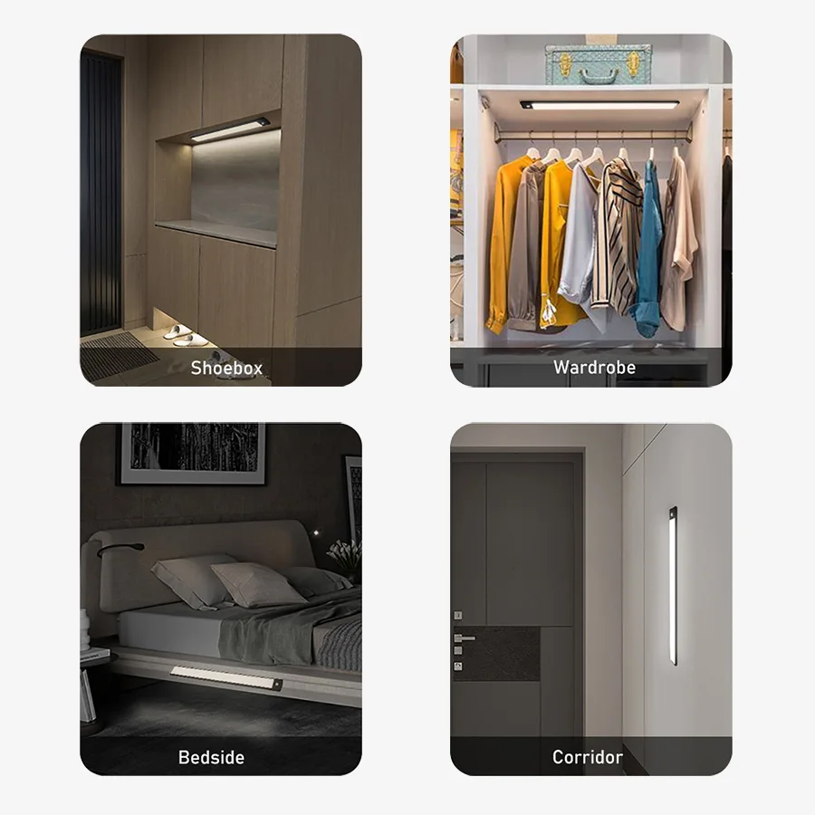 ultra thin 40cm usb led cabinet lighting 3 modes pir motion sensor rechargeable black aluminum kitchen cabinets lights lighting free global shipping