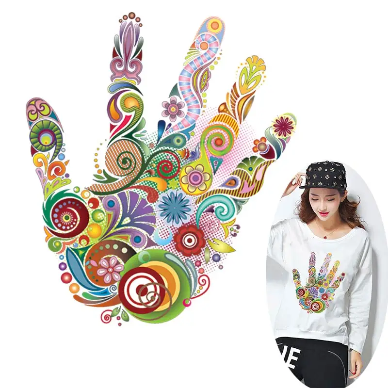 Красочные аппликация на руку термо наклейки одежде 3D в полоску для переноса