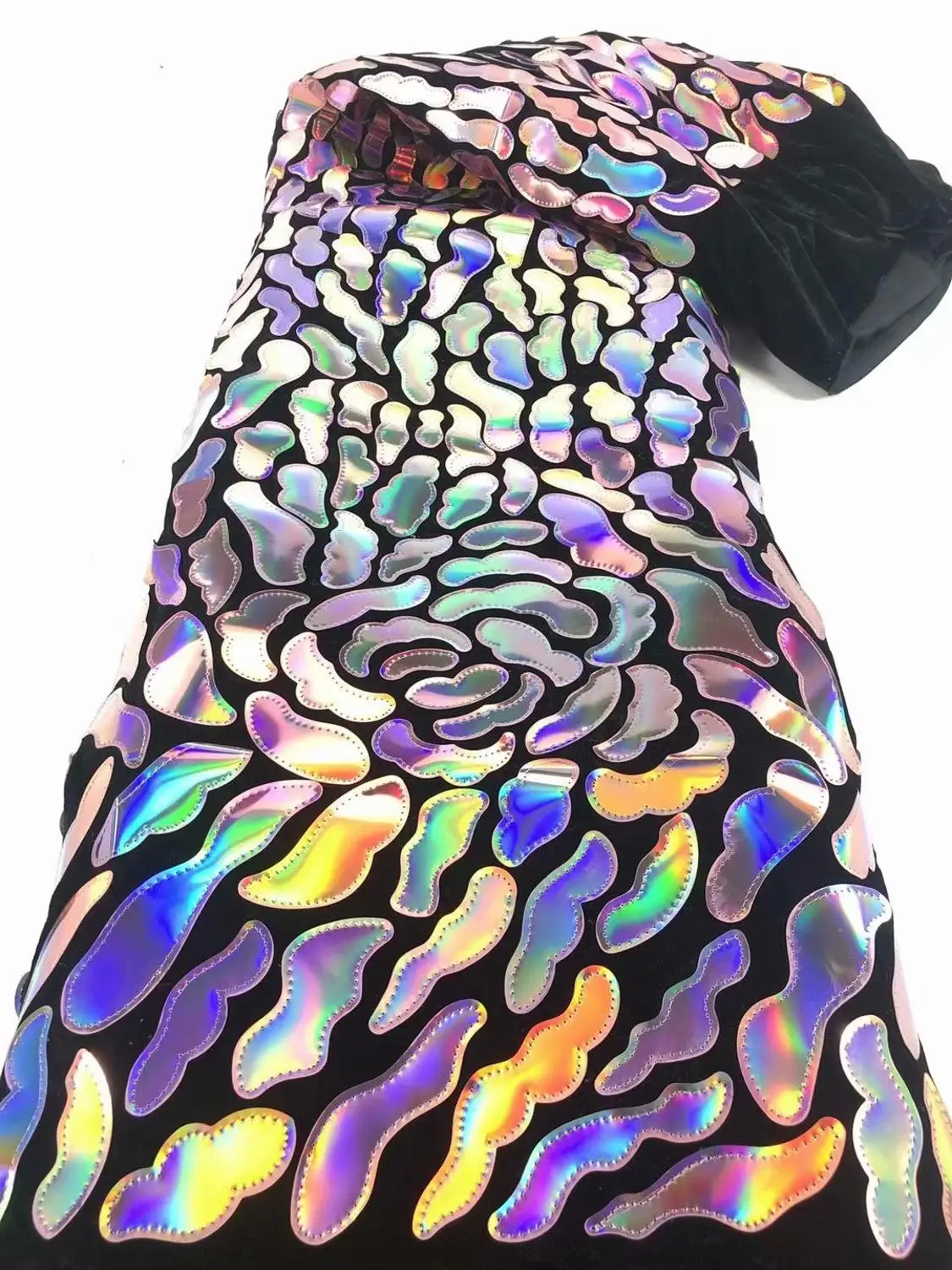 Последний Фиолетовый блесток французский сетки молочного шелка кружевной ткани