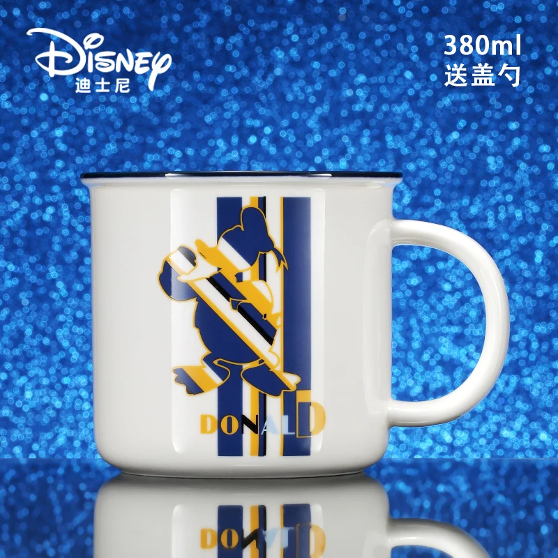 

Original Disney Donald Duck Ceramic Water Cup Fashion Tea Cup With Lid Creative Mug Cartoon Milk Coffee Cup Send Cup Lid Spoon