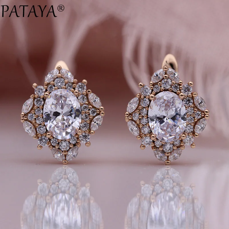 PATAYA новые синие серьги-капли овальные конский глаз белые серьги из натурального циркония 585 розовое золото женские вечерние Роскошные ювелирные изделия