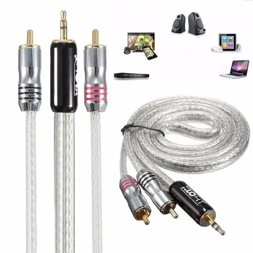 1 м плетеный кабель от 3 5 мм до 2 RCA AV Штекерный Аудио Видео AUX штекер Адаптер (Цвет: