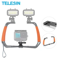 telesin diving rig stabilizer aluminium alloy double arm tray holder for gopro hero 10 9 8 7 6 insta360 one dji action 2 camera