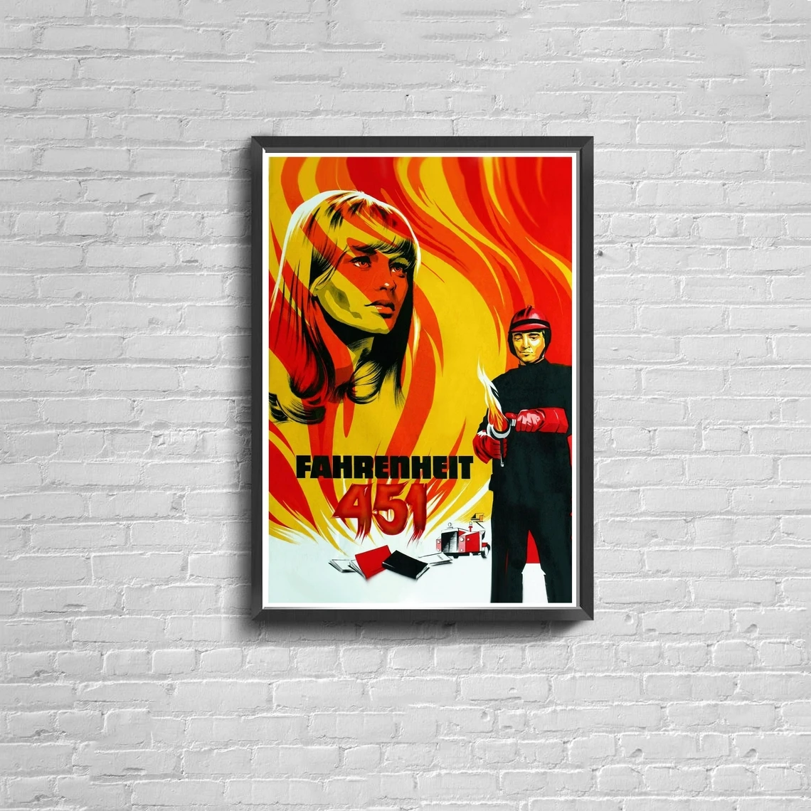 Плакат по мотивам фильма fahренгейт 451 (1966) холст с рисунком оформления интерьера
