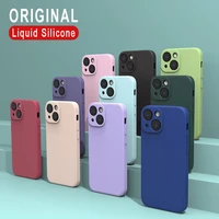 luxury original liquid silicone phone case for iphone 13 12 11 pro max mini x xs xr 7 8 plus se 2020 candy soft shockproof cover
