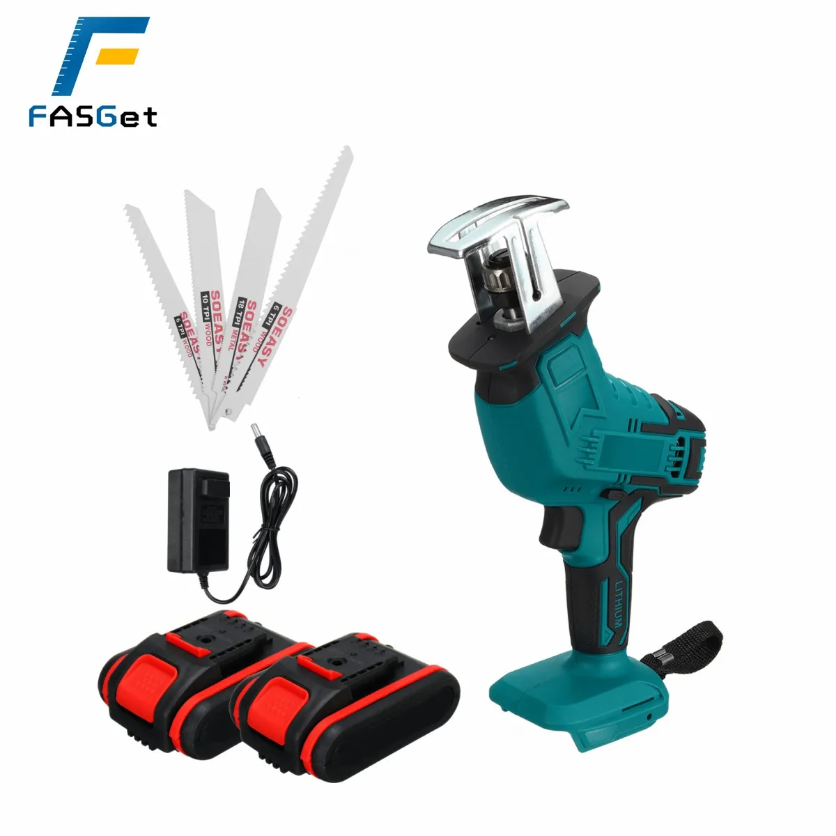 

FASGet 398VF Cordless Reciprocating Saw Electric Saw with 4 Blades For Wood Metal Chain Saws Cutting Power Tool with 1/2 Battery