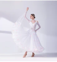 white ballroom dance dress adult high quality modern waltz dancing skirt long sleeve standard ballroom dance dresses women