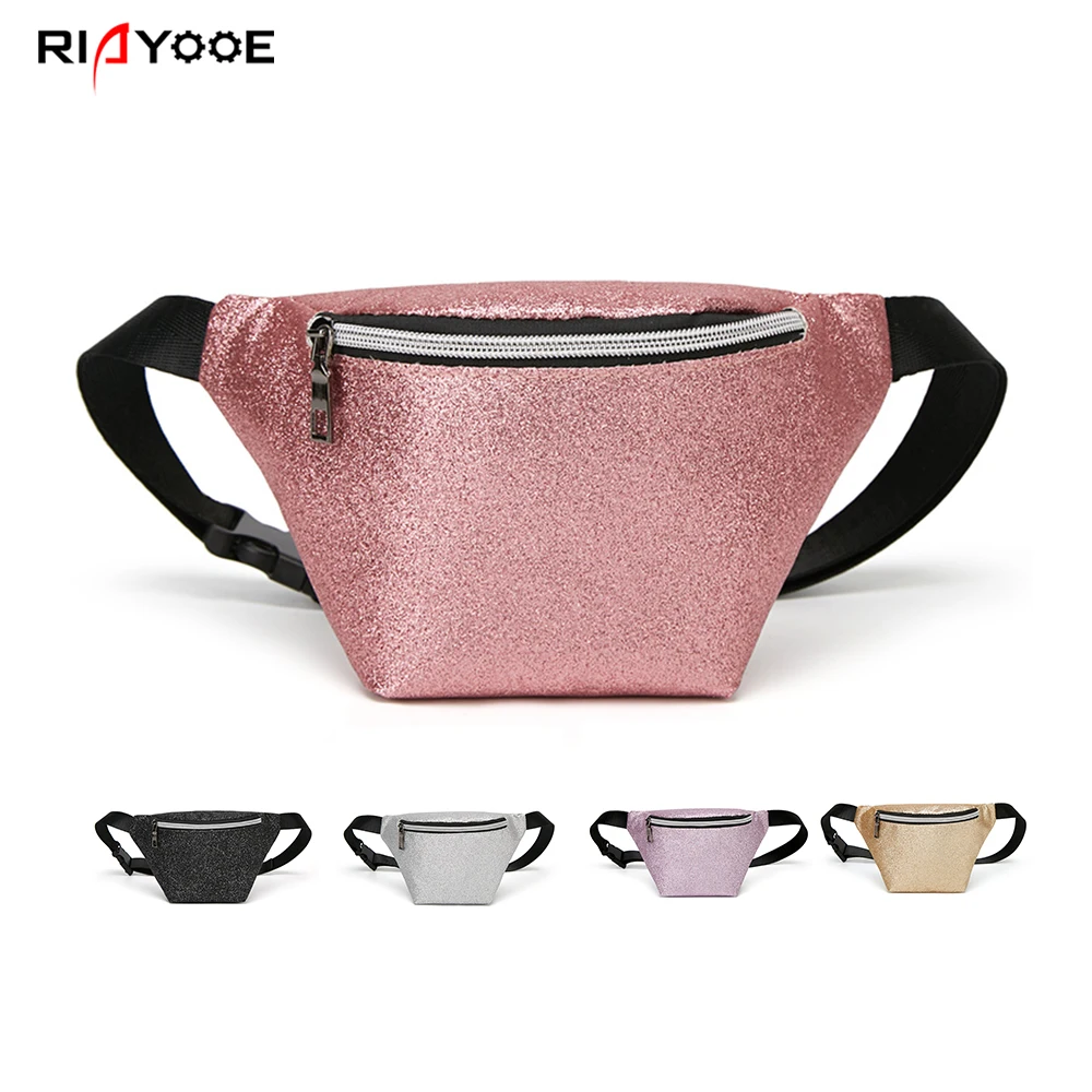 RIAYOOE Bling Sequins Shoulder colorful Messenger Chest Bag Waist Pack Women Fashion Black Fanny Packs Belt Bags Banane Sac | Багаж и