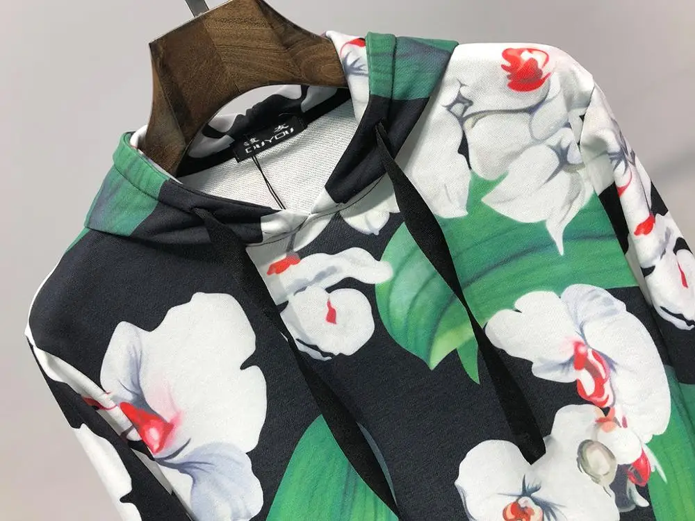 Худи DUYOU в китайском стиле с принтом орхидеи флисовые толстовки уличная одежда