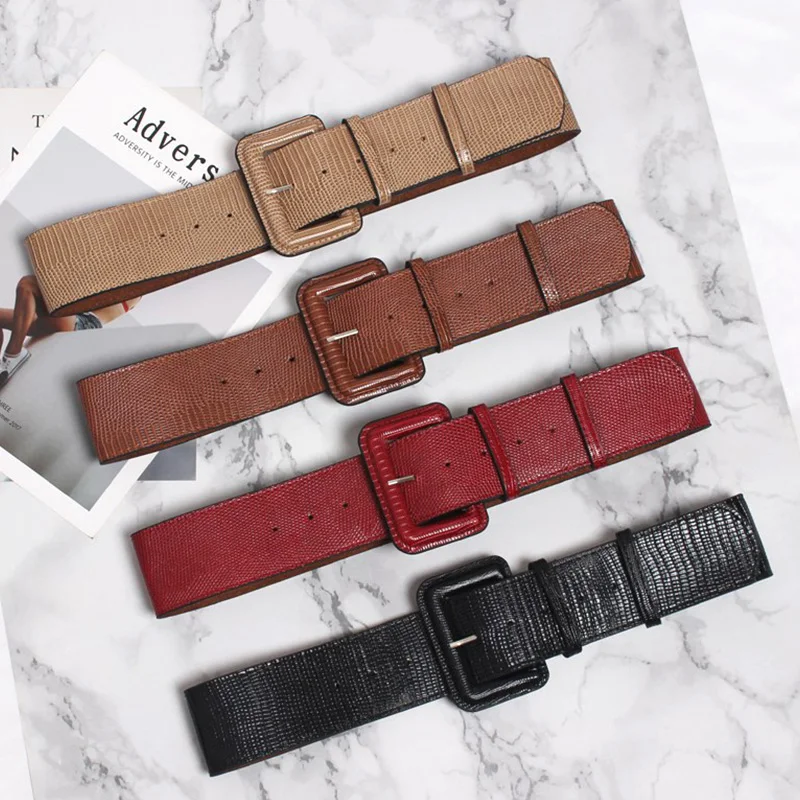 Дизайн Ceinture большой Femme кожаный широкий женский поясной ремень модная квадратная игла с пряжкой корсет черный коричневый пояс для платья