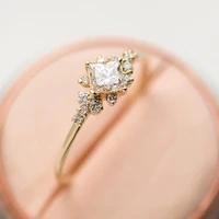 new european american plated engagement ring ring inlaid square diamond zircon ladies ring modern fashion women jewelry