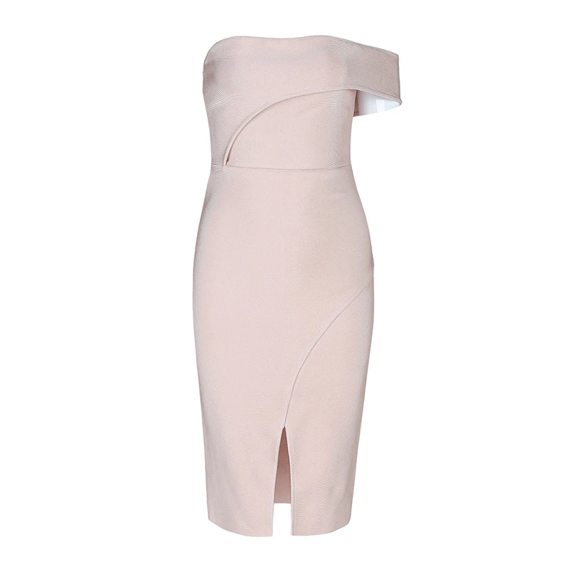 INDRESSME, Vestidos, женское модное сексуальное Бандажное платье, на одно плечо, с разрезом, бодикон, вечерние платья до колен, Осенние