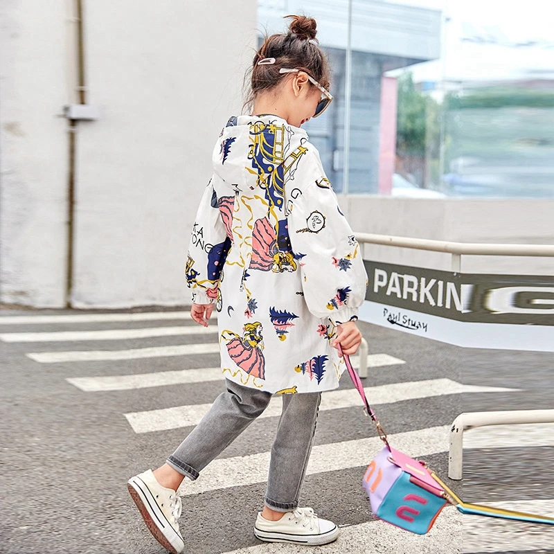 Ветровка для девочек детское пальто корейские куртки толстовки подростков