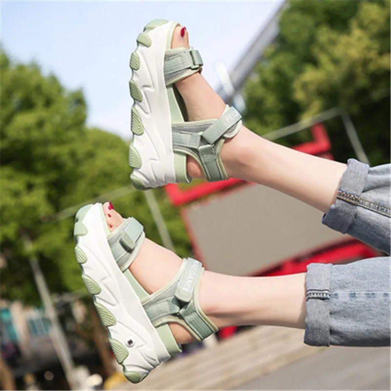 

Platform Shoes Women's Chunky Wedge Sandals 2020 Fashion Summer Women Thick Soled Beach Sandals Casual Woman Shoes Green Black