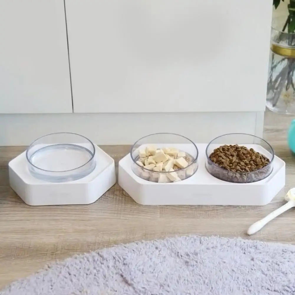 ПЭТ шестиугольная наклонная миска кормушка с нескользящей базой для кошек